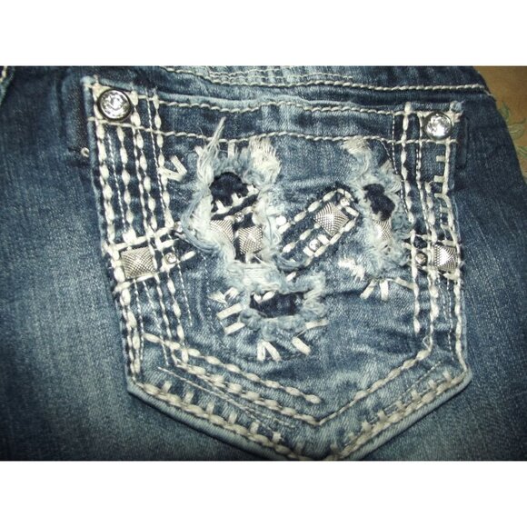 Miss Me Jeans Womens 27 X 30" JE13048L Signature Rise boot studded rhinestones - Picture 10 of 13